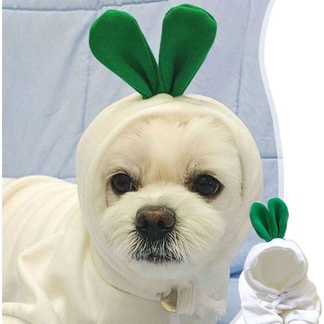 Costume Lapin - Survêtement Chaud Hiver pour Chien et Chat - Matière Peluche Douce - Taille S à M - Blanc (1/5)
