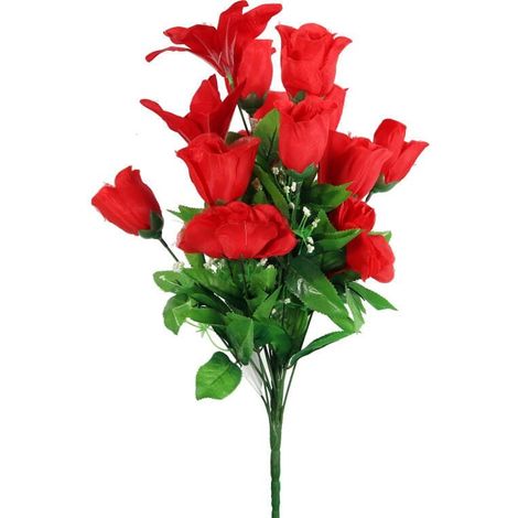Bouquet di fiori artificiali rossi Living Beauty - Rose e gigli, 54 cm (1/3)