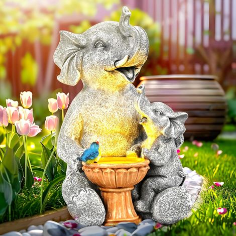 Statue solaire d'éléphant pour jardin, décoration extérieure, lumière LED, cadeau pendaison de crémaillère, Maman, Femme, Mignon (1/5)