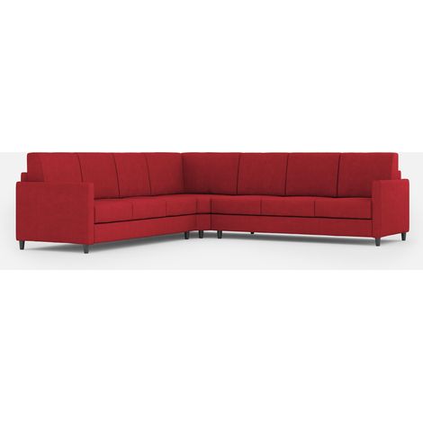 Divano Angolare 7 Posti 281x281x85 cm Karay in Tessuto Rosso (1/5)