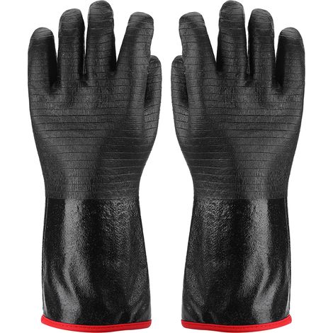 Hitzebeständige schwarze Neopren-Grillhandschuhe, Paar, 35,5 cm (14 Zoll) lange Handschuhe (1/5)