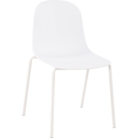 Silla de jardín x1 en plástico blanco con estructura de acero resistente de cuatro patas 100007290 (1/5)