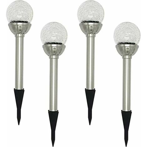 Lampes solaires de jardin d'extérieur, lot de 4 lampes solaires RVB 8 LED, lampe boule en verre craquelé à changement de couleur, autonomie de 6 à 10 heures. (1/4)
