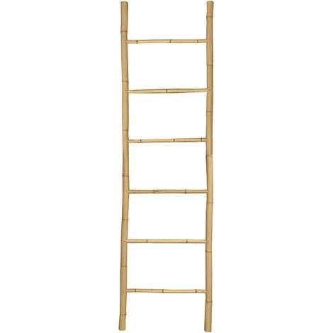 Échelle porte-serviettes 6 barres de séchage bambou 190 x 50 x 3,5 cm (1/5)