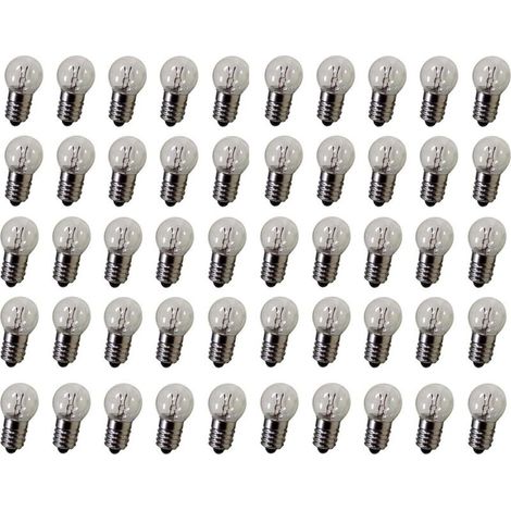 Lot de 50 ampoules E10 2,5V 0,3A – Lumière blanche chaude – Culot à vis – Pour équipements d'inspection et lampes de poche (1/2)
