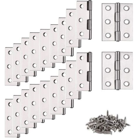 Kaelt - BARKBUSTERS Charnières en Acier Inoxydable, 20 Pièces Petites Charnières (avec 120 Vis ), Charnières, Charnières Plates, Quincaillerie de Mobilier de Maison Armo (1/4)