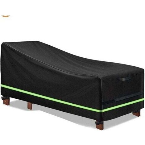Housse de chaise longue en bois Oxford 420D, XU, 65 x 95 x 155 cm, Anti-poussière, Protège du soleil, Du vent, De la pluie, De la neige et d'autres éléments (noir) - KZQ (1/4)