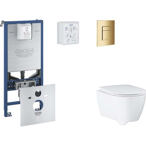 Grohe Rapid SLX - Set bâti-support, cuvette, abattant SoftClose, plaque de déclenchement Skate Cosmopolitan, Cool Sunrise SANI11BB4117 (1/5)