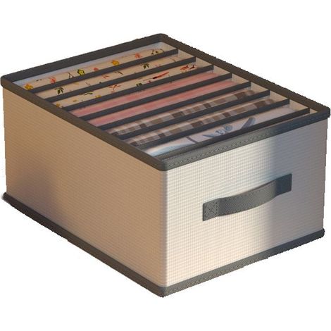 Panier de rangement pliable, boîte organisatrice pour vêtements, grande taille avec 9 compartiments, rangement pour placard, gris beige (1/5)