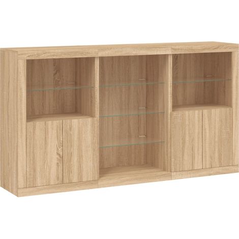 Credenza buffet cassettiera mobile contenitore organizer cucina soggiorno soggiorno con luci a LED sonoma 181,5 x 37 x 100 cm marrone 020029947