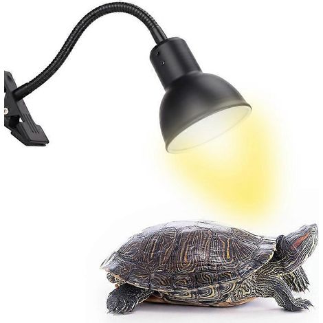Warmtelamp voor schildpadden, reptielen en amfibieën met 1 x 50W warmtelamp en 360° draaibare klem. Geschikt voor schildpadden, slangen, hagedissen, kaketoes en kameleons. (1/5)