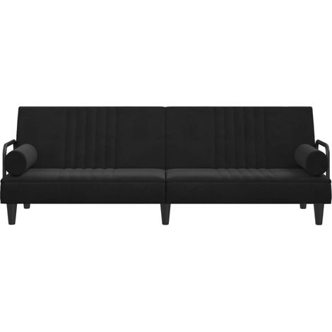Divano letto con braccioli 205 x 89 x 70 cm velluto nero 020020415