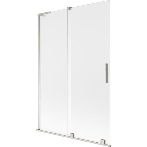 Mexen Velar L paratia per vasca da bagno a 2 ante scorrevoli 120 x 150 cm, brina, nichel spazzolato - 896-120-003-31-97 (1/5)