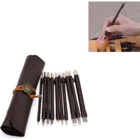 [JAMAIS UTILISÉ] 10Pcs Outil De Sculpture Sur Pierre Burins, Outils À Découper En Acier Tungstène En Bois En Pierre Section Sculptée Carbure Outil Professionelle Artistique (1/4)