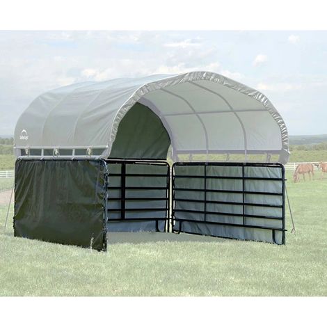 ShelterLogic Weidezelt, Weideunterstand mit Seitenverkleidung 370 x 370 x 170 cm grün 370 x 370 x 170 cm (L x B x H) ohne Stahlgestell (1/5)
