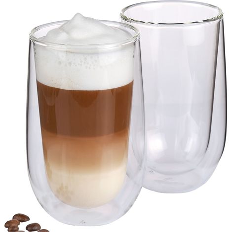 Verres à latte macchiato Cilio, lot de 2, double paroi, 0,35 l, diamètre 9 x 14 cm (1/3)