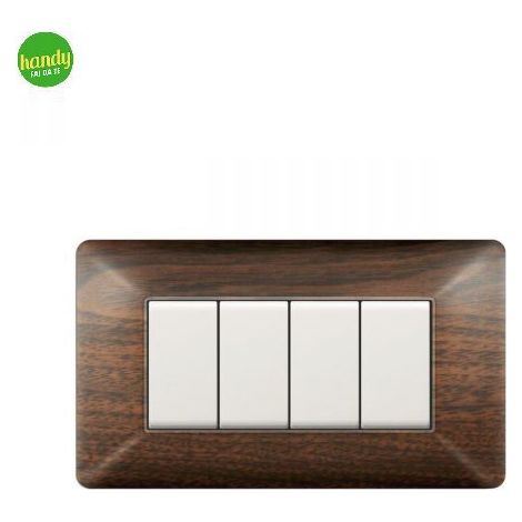 Placca da 4 moduli Easy Elettrocanali in plastica effetto legno scuro
