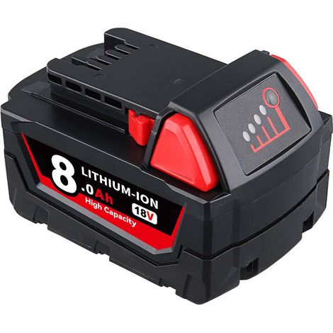 18V 8,0 Ah Lithium-Ionen-Akku Kompatibel mit Milwaukee M18 M18B6 M18B5 48-11-1820 48-11-1850 48-11-1828 48-11-10 Akkus für kabellose Elektrowerkzeuge (1/5)
