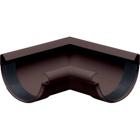 INEFA Rinnenwinkel 90 Grad halbrund Innenwinkel, PVC Wulst innen, Verbindungsstück Dachrinnenzubehör, einfache Montage - NW125 / 125mm Dunkelbraun