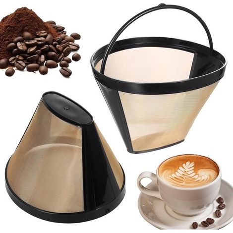 Wiederverwendbarer Kaffeefilter – 2 Stück – Edelstahl und Kunststoff – Für 8–12 Tassen – Geeignet für die meisten Kaffeemaschinen (1/5)