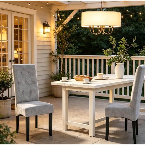 Sillas comedor tapizadas en terciopelo gris claro OKMYHOME (1/5)