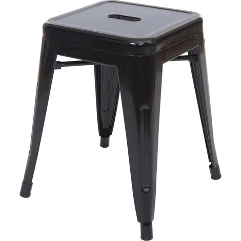 Tabouret en métal HWC-A73, désign industriel métallique, empilable - noir (1/5)
