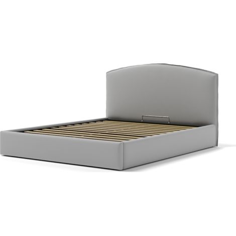 letto matrimoniale contenitore "moon" in ecopelle grigio 160x190 cm (1/4)