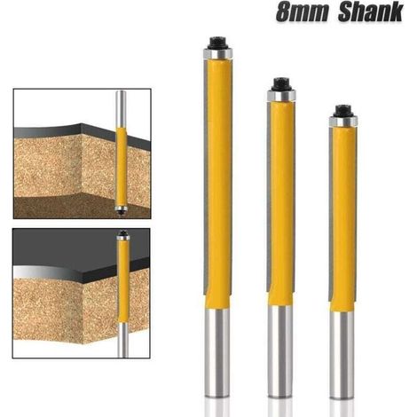 3 fresas para router con vástago de 8 mm, fresas copiadoras con rodamientos, fresas ranuradoras para routers, para cortar y dar forma a la madera. (1/4)