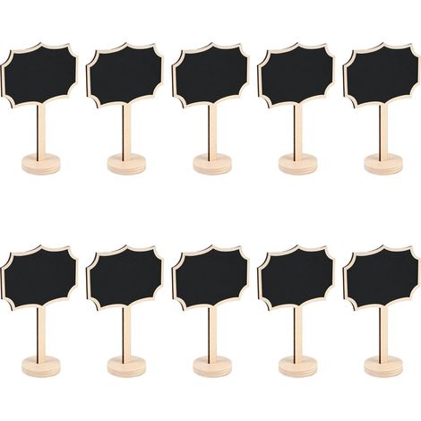 10 Pièces Étiquette Plante - Mini Ardoise Avec Chevalet En Bois (B), Marqueurs De Plantes, Petits Panneaux À Écrire, Tableau Noir Craie (1/4)