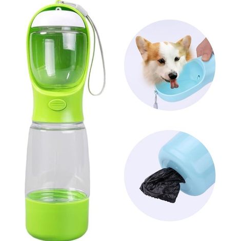 Botella de agua para perros, Botella de agua portátil 2 en 1 para perros, Botella de agua para perros de 550 ml, Botella de agua, Para exteriores (1/5)