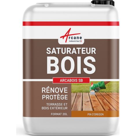Arcane Industries – Saturateur bois extérieur 20 L – Surface jusqu'à 100 m² – Teinte orangé – Protection durable contre intempéries et salissures