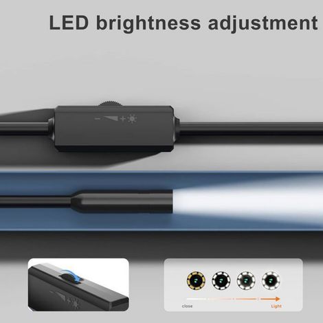 Endoscope - Caméra d'inspection iPhone - Câble semi-rigide 5 m - Objectif 5,5 mm - Étanchéité IP68 - 8 LED réglables - Pour diagnostic technique (1/5)