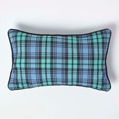 HOMESCAPES Cotton Black Watch Tartan Cushion Cover, 30 x 50 cm