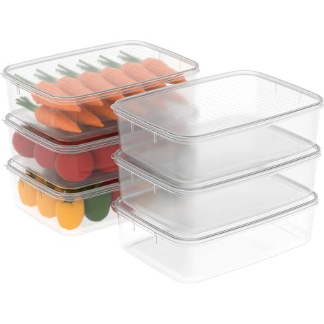 Boîte Conservation Alimentaire, Conteneur Alimentaire, Boîte de Rangement, Récipient de Congélateur avec Couvercle, Sécuritaire au Micro-ondes, Sans BPA, Plastique, Clair, 3.5L-Lot de 6 (1/5)