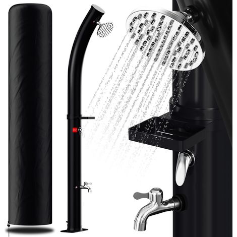 Randaco Doccia solare da 20 litri curva con portasapone – Doccia da esterno elegante per giardino