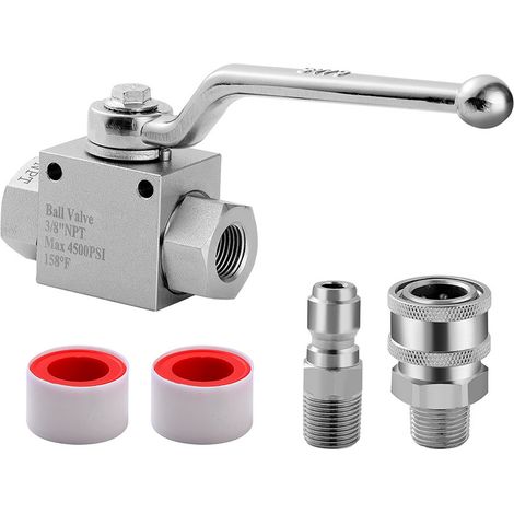 Ej.Life Kit de robinet à boisseau sphérique pour nettoyeur haute pression, raccord rapide de 3/8", 4500 PSI pour tuyau de nettoyeur haute pression (1/5)
