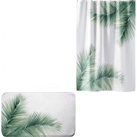 Rideau de douche et tapis de bain motif palmier VARADERO (1/5)