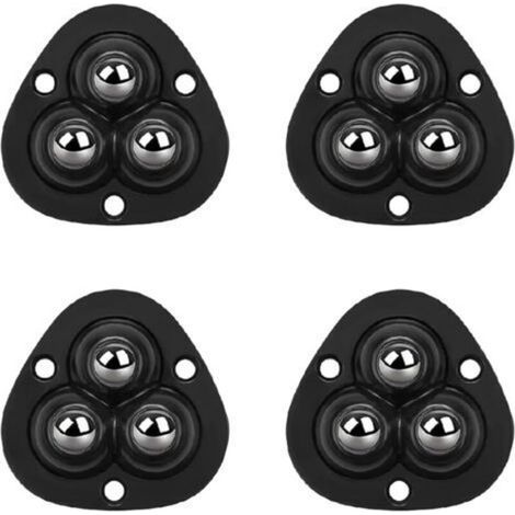 Self-adhesive pulleys - 360° rotation, compatible with coffee machines and kitchen appliances - 3 balls, black, pack of 4 (1/4)