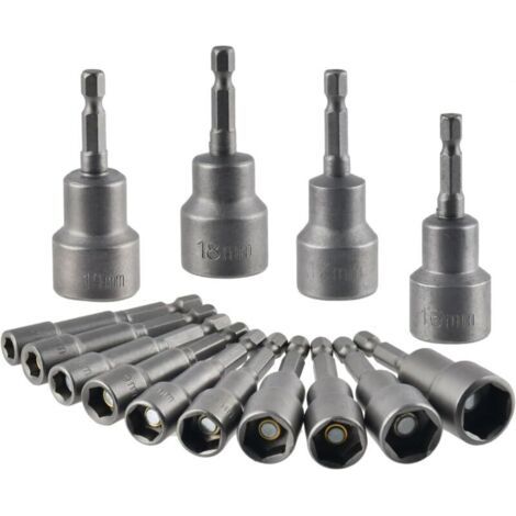 Douille Hexagonale Magnétique 14Pcs Douille Visseuse à Choc 6-19mm, Clés à Douille Magnétique Hexagonale Douille Set Magnétique 1/4 Hexagonale Douille Prise Adaptateur Outil (1/5)