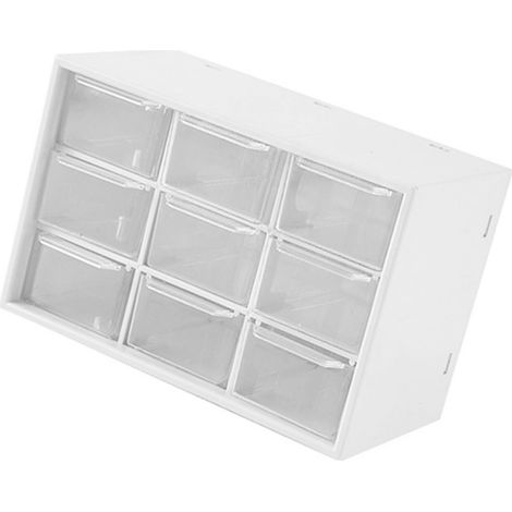 Schreibtisch-Organizer, Schubladenbox mit neun quadratischen Fächern, Aufbewahrungsbox für Kosmetikartikel, Weiß (1/5)