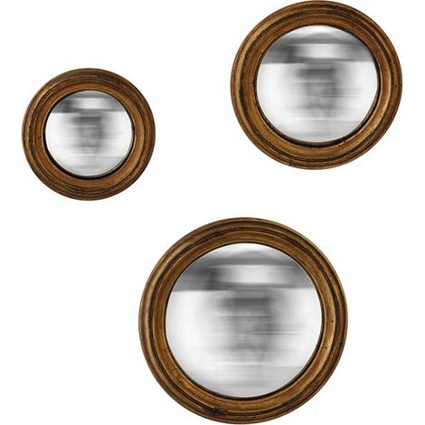 Lot de 3 miroirs ronds convexes dorés 20, 24 et 26cm (1/2)