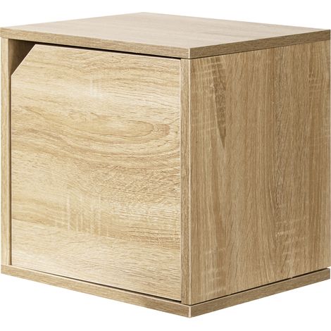 Mensola Cubo con 1 Anta da Parete Scaffale Montaggio Muro Quercia Design Moderno (1/5)