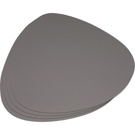MODFU 4Stück Tischsets,Abwaschbar Doppelseitigen rutschfest Platzdeckchen Leder Kunstleder Tischset Lederoptik Platzset Grau (1/5)
