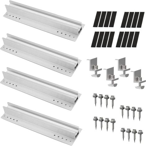 Kit de 4 soportes para paneles solares de 300 mm, de aluminio, para balcones, plantas eléctricas y techos. (1/4)
