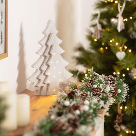 Sapin de Noël LED Bois avec Batterie Kolm Blanc (1/5)