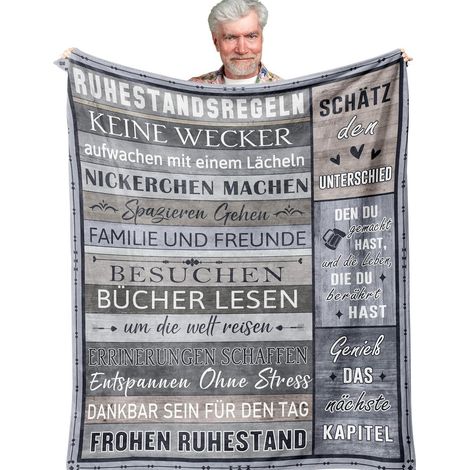 Decke Ruhestand Rentner Rente 200X150CM Ruhestands Geschenk Grau (1/5)