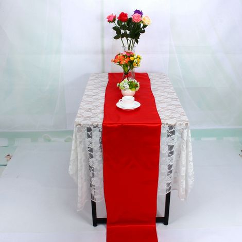 Chemin de table 30 x 275 cm pour la décoration de table de banquet de mariage (rouge) (1/4)