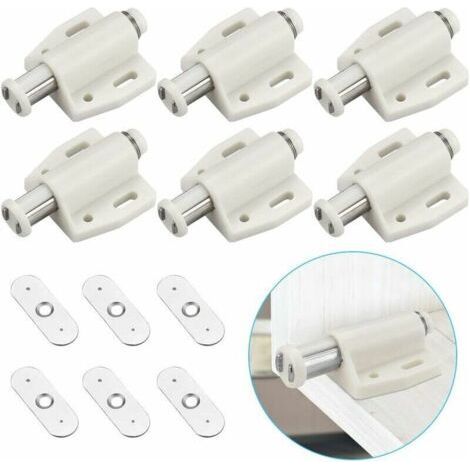 6 PCS Magnetic Snap Latch Plastic Magnet Latch Soft Close Magnetic Latch for Door Cabinet Drawer Cupboard Sliding Bedroom Kitchen Bathroom - White (1/5)