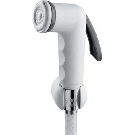 Kit Douchette WC avec flexible et Support, Pomme de Douche à économie d'eau pour Bateau ou Camping-Car, Douchette pour Toilette blanc avec levier d’arrêt, Douchette à Main Bidet. (1/5)