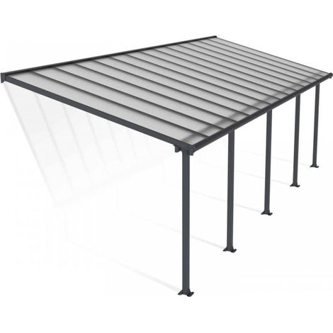 Patio Cover Olympia 3 x 8.51 Clear - Polycarbonate - L860 x W300 x H305 cm - Grey